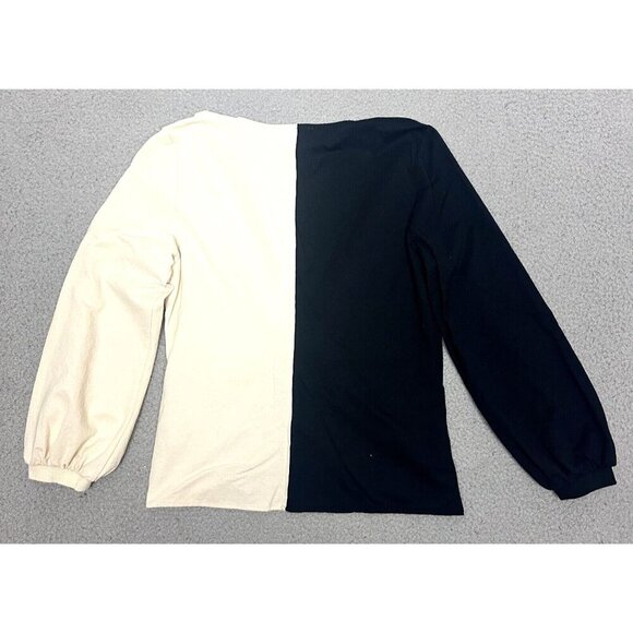 Callahan Knitwear Sweater Rana Cream Black Colorblock Front Twist Knot - Picture 3 of 16